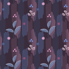 Seamless watercolor floral pattern in dark colors.