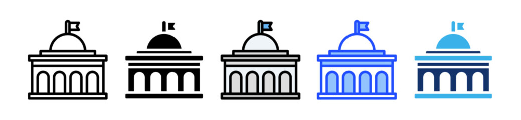Government Icon Set With Multiple Style Collection