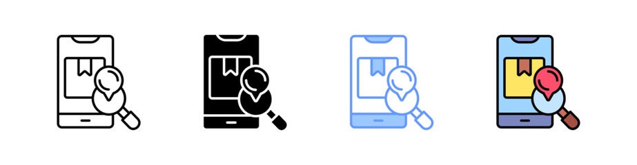 Online Order Multi Style Icon Set Vector 