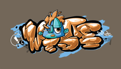 WISE A bold and edgy graffiti-style vector artwork featuring a streetwear-inspired character. The hand-drawn details, vibrant color palette, and modern urban aesthetic make it perfect for T-shirt