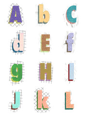 hand drawn set of alphabet set illustration in PNG format with transparent background. Graphic resources icon design with a whimsical and enchanting theme.