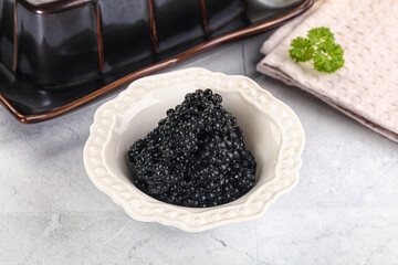 black sturgeon caviar in the bowl