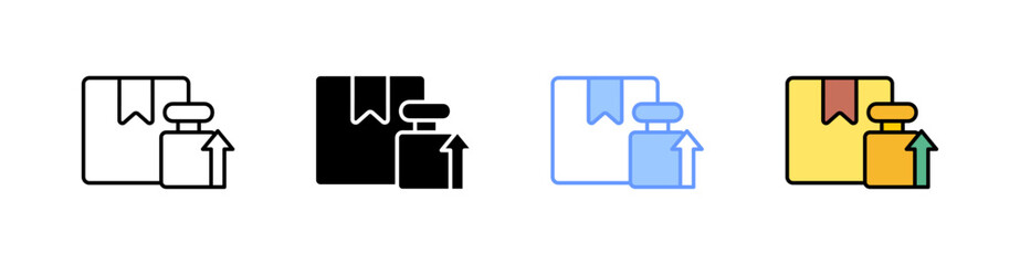 Parcel Weight Multi Style Icon Set Vector 