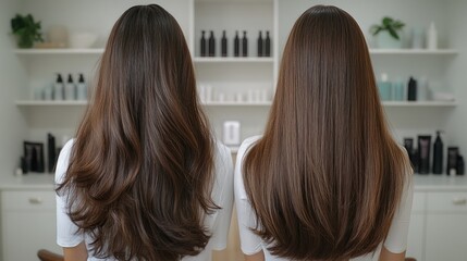 Fototapeta premium Long, Luxurious Hair: A Comparison of Layered and Straight Styles