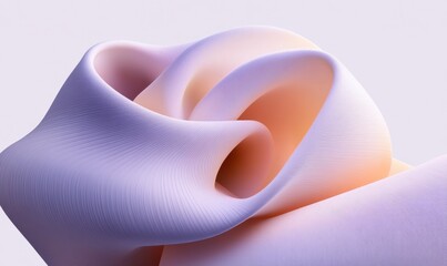 Abstract pastel swirl, flowing shape, 3D render, design element