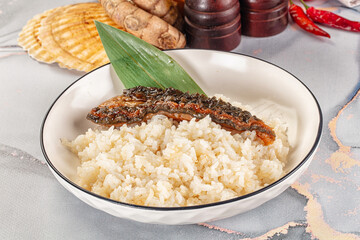Smoked eel in unagi and steamed rice