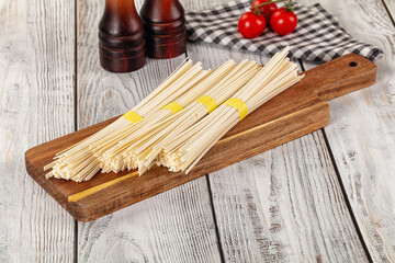 Raw dry wheat udon noodles