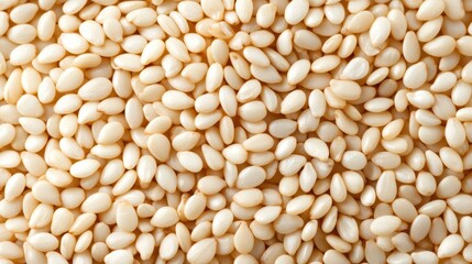Fototapeta premium Close-up of raw white sesame seeds texture