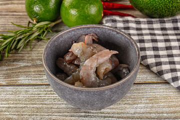 Raw peeled shrimp for cooking