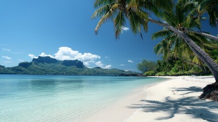Tropical Beach Paradise  Palm Trees  White Sand  Turquoise Water