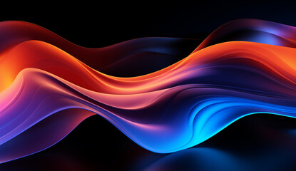 Abstract Colorful Waves Flowing in Dark Background Digital Art