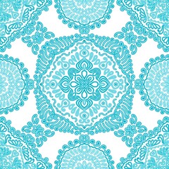 Blue decorative mandala on white background 