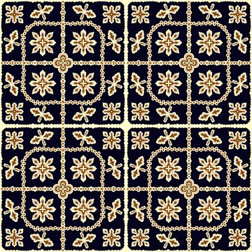 seamless pattern with golden flower elements 