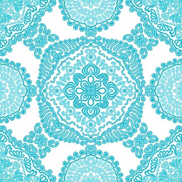 Blue decorative mandala on white background 