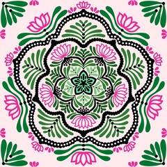 Lotus flower and leaves mandala 