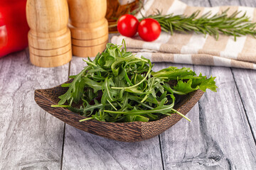 Fresh green ruccola salad leaves