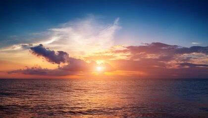 nature beautiful light sunset or sunrise sky over sea background