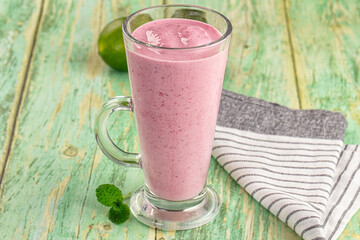 Cold fresh sweet Strawberry smoothie