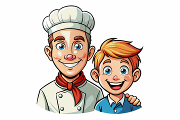 two funny chef portrait with smile in the isolated background