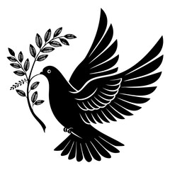 Obraz premium Dove illustration with detailed olive branch design