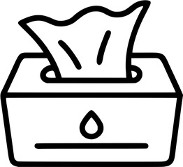 Wet wipes box in outline icon style, Bathroom Accessories theme.