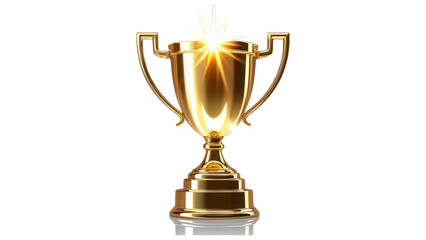 Fototapeta premium Golden trophy with a shining star on a black background.