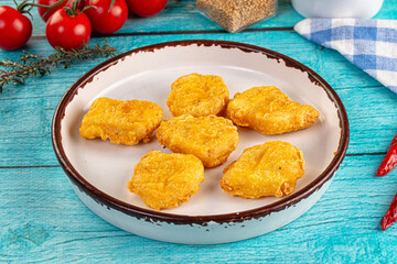 Golden crispy fried chicken nuggets
