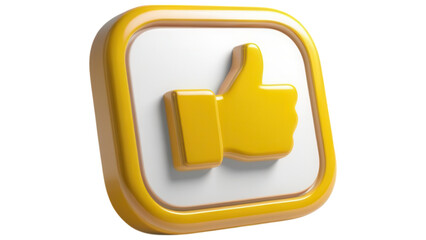 3D thumbs up icon in yellow and white on a black background.