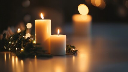 An elegant promotional template with space for event details, decorated with a soft, romantic candlelight background.

