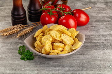 Crunchy croutons heap - roasted bread