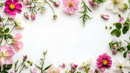 Whimsical floral frame blooms with warmth for sweetest Mother's Day greetings.