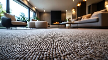 Fototapeta premium Modern Luxurious Living Room with Stylish Features and Carpeting