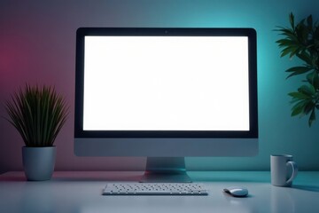 Gleaming white monitor screen reflecting light, reflection, light, screen reflection