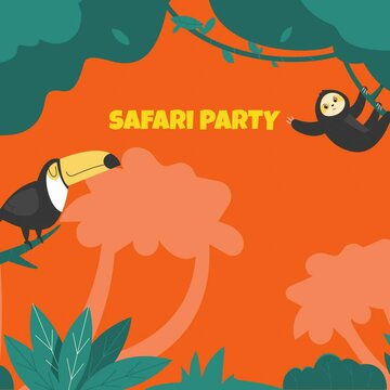Safari party with wild animals photocall template
