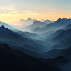Fototapeta premium Majestic mountain range at sunrise paints a breathtaking vista