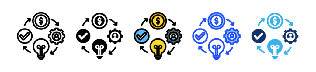 Business Model Icon Set With Multiple Style Collection