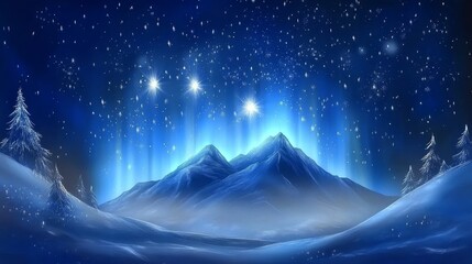 Fototapeta premium Snowy mountain landscape at night