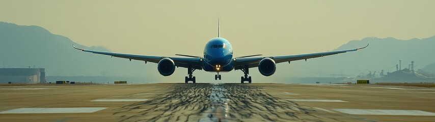 Airplane preparing for takeoff on runway