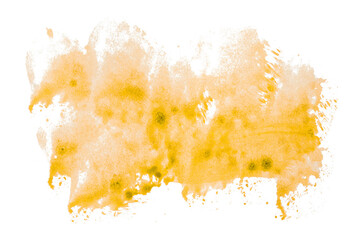 Fototapeta premium Bright yellow watercolor or ink stain with watercolor marks on transparent background.