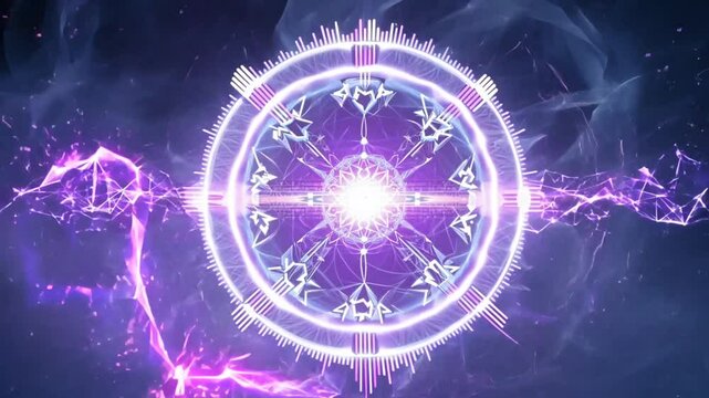 Magic Circle with Flickering Energy Waves