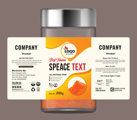 Modern spice natural food label design with attractive sleek layout, vibrant colors, and clear dry product details, perfect for premium organic herbal brand packaging.
