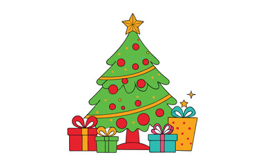 Naklejka premium christmas tree with gifts