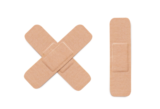Adhesive bandage or  medical bandage. Sticking plaster isolated on transparency background.