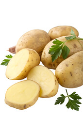 potatoes on a white background