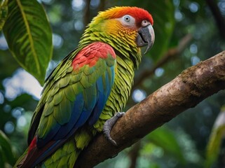 Fototapeta premium Imperial Amazon (Amazona imperialis) – A colorful parrot found only in Dominica, with a declining population.
