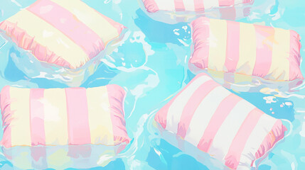 water pool and pink stripe toys