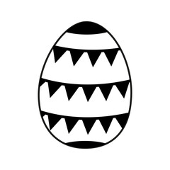 Decorative egg design featuring black and white triangle patterns for festive celebrations and art projects