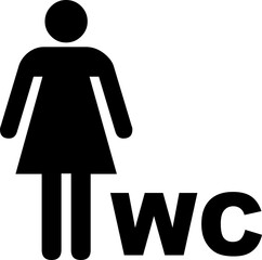 Restroom door pictograms. Woman and man public toilet image signs, female and male hygiene washrooms symbols, black ladies and gentlemen wc restroom ui