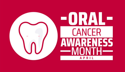 Oral Cancer Awareness Month background banner or poster design template. observed every year in  April. Holiday concept. Use to any Template, card, poster, placard, template.