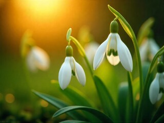Fototapeta premium Snowdropds spring early morning